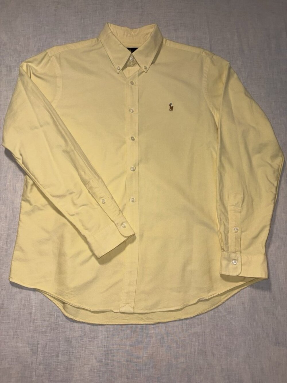 Ralph Lauren Blue Label Long Sleeve Button Down Dress Shirt Men XL Yellow